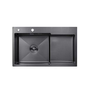 Кухонна мийка Kroner KRP Schwarze - 7848LHM PVD (3.0/1.0 мм) CV030023 фото