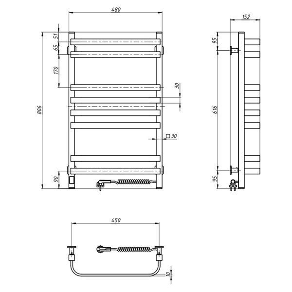 Рушникосушка електрична Navin Stugna 480х800 Sensor права біла 12-149053-4880 фото