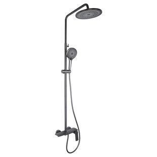 Душова система універсальна Qtap Slavonice на три споживача (з виливом) QTSLA111GMB45905 Gunmetal Black PVD QTSLA111GMB45905 фото