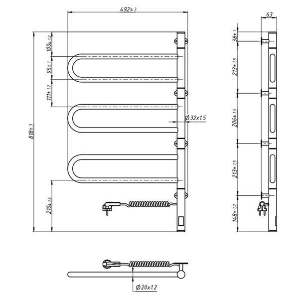 Полотенцесушитель Fouette 480х800 Sensor с таймером, чёрный муар 12-212033-4880 фото