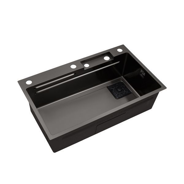 Кухонная мойка Kroner KRP Schwarze - SET7545HM PVD (3.0/0.8 мм) CV033382 фото