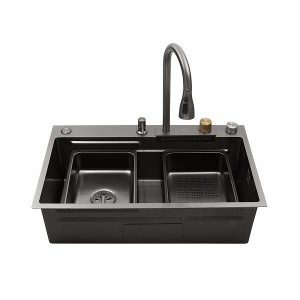 Кухонная мойка Kroner KRP Schwarze - SET7545HM PVD (3.0/0.8 мм) CV033382 фото