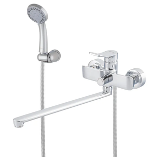 Змішувач для ванни HAIBA BOLERO 006 EURO (HB9577) одноважільний, латунь, довгий вилив 32 см, лійка 5 режимів HB9577 фото