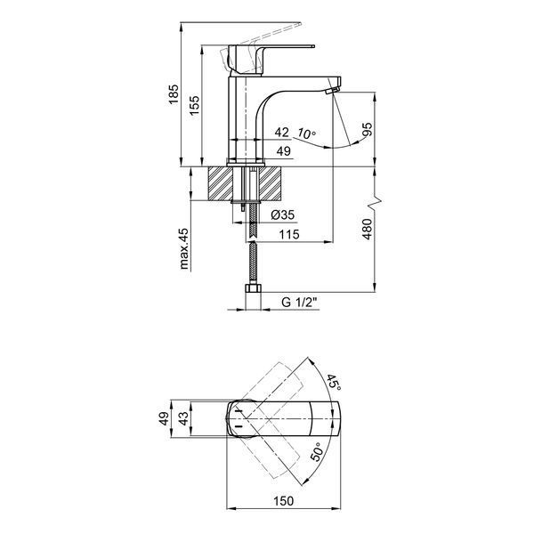 Змішувач для раковини Qtap Lipno QTLIPNO1023101G Graphite QTLIPNO1023101G фото