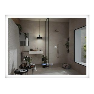 Дзеркало Mixxus FLAT MR04 80&times;60 см з LED-підсвіткою, сенсором, антизапотіванням, годинником і димером MI6928 фото
