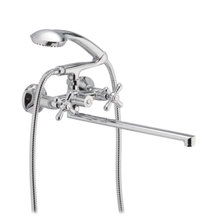 Змішувач для ванни HAIBA DOMINOX 140 (HB0064) двовентильний, латунь, довгий вилив, керамічна кран-букса HB0064 фото