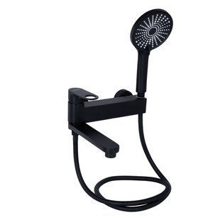 Смеситель для ванны Qtap Jay с поворотным изливом (c душевым гарнитуром) QTJAY260BLM45548 Black Matt QTJAY260BLM45548 фото