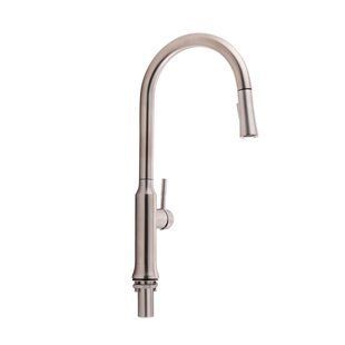 Змішувач для кухні Qtap Baruska з висувним виливом QTBAR9137103UN Brushed Nickel PVD QTBAR9137103UN фото