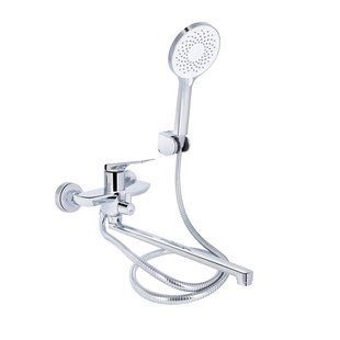 Смеситель для ванны Qtap Vlasta New с длинным поворотным изливом (c душевым гарнитуром) QTVLA260CRM45644 Chrome QTVLA260CRM45644 фото