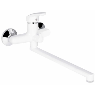 Змішувач для ванни PLAMIX Afina-006 EURO White, пластик ABS, білий, довгий вилив 35 см PM0687 фото
