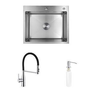 Комплект кухонна мийка Kroner Geb&uuml;rstet-6050HM + змішувач Ersel-C03111BLK + дозатор Spender-016 KRG6050HMERSC03111BLKSP016 фото