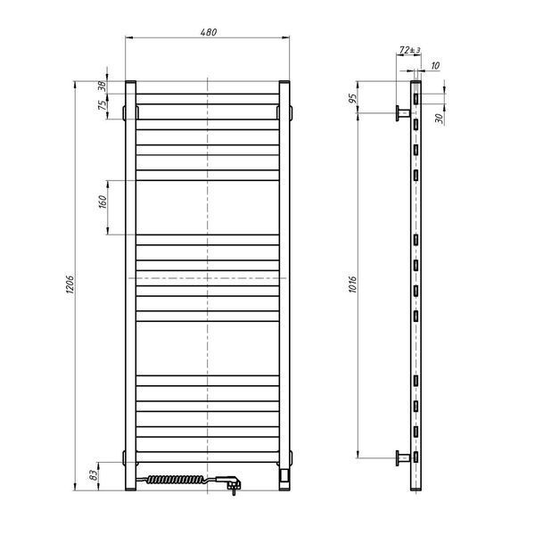 Рушникосушка Авангард 480х1200 Sensor лівобічна з таймером 10-028153-4812 фото