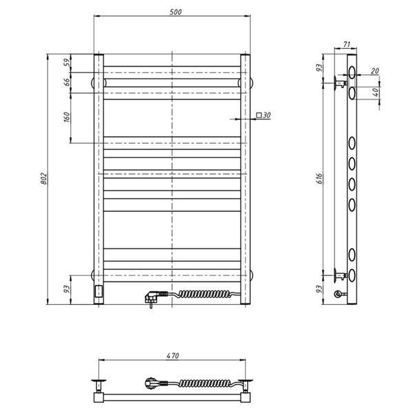 Рушникосушка Ellipse 500х800 Sensor права 10-045053-5080 фото