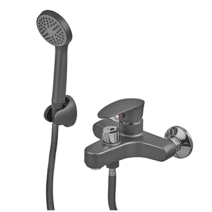 Змішувач для ванни PLAMIX Cezar-009 EURO SET Graphite, пластиковий ABS, короткий вилив, графіт PM0694 фото