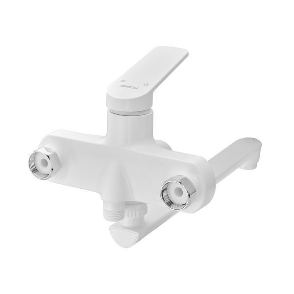 Змішувач для ванни PLAMIX Lucas-006 EURO SET White, пластиковий ABS, білий, довгий вилив 35 см PM0709 фото