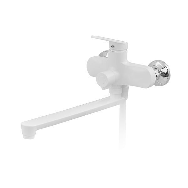 Змішувач для ванни PLAMIX Lucas-006 EURO SET White, пластиковий ABS, білий, довгий вилив 35 см PM0709 фото