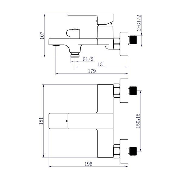 Змішувач для ванни Qtap Gemini (з душовим гарнітуром) QTGEM259GMB45684 Gunmetal Black PVD QTGEM259GMB45684 фото
