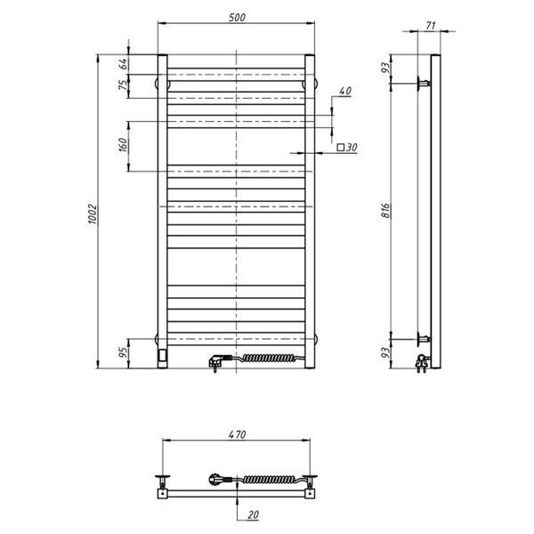 Рушникосушка Ellipse 500х1000 Sensor права 10-045053-5010 фото