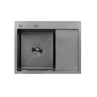 Кухонна мийка Kroner KRP Schwarze - 6350LHM PVD (3.0/1.0 мм) CV031322 фото
