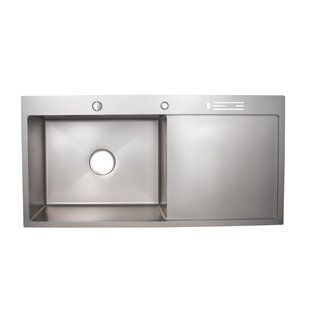 Мийка для кухні інтегрована з полицею для ножів Lidz Handmade LH10050B (LDLH10050BBRU43024) Brushed Grey PVD 3,0/0,8 мм LDLH10050BBRU43024 фото