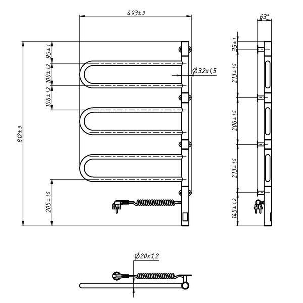 Рушникосушка електрична Fouette 480х800 Sensor з таймером 10-012033-4880 фото